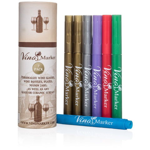 Vino Marker Metallic Wine Glass Pens (7 Pack)