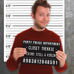 Birthday Party Mugshot Signs With Backdrop (20 Pack)